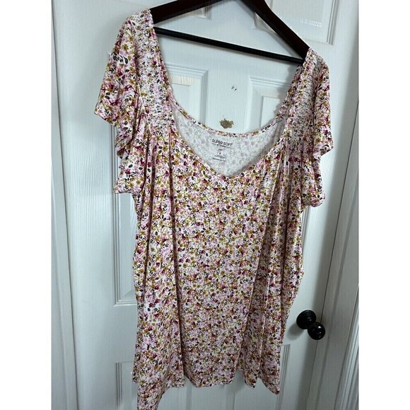 Torrid Women Pink Size 6 Blouse Flutter Sleeve Off Shoulder Peasant Knit Top H3 - Picture 2 of 8